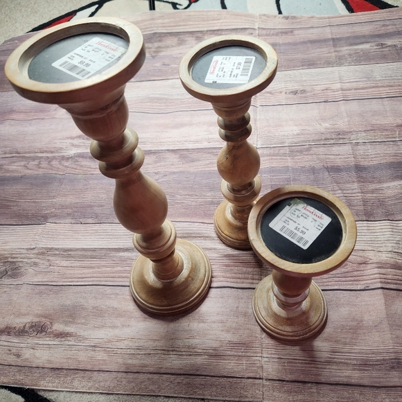 Homegoods 3 Piece Wood Candle Holders - Picture 3 of 5